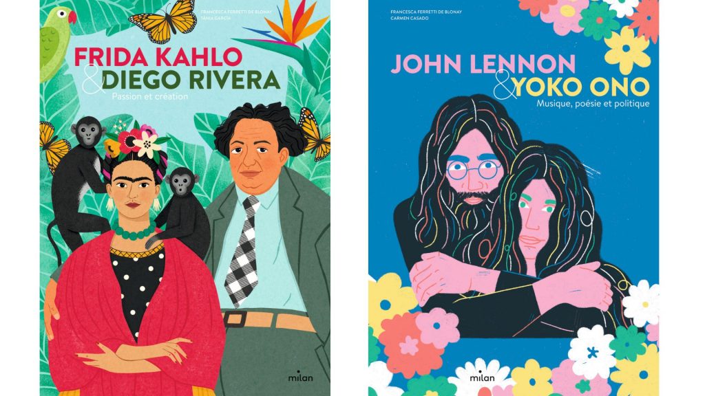 Couvertures de "Frida Kahlo & Diego Rivera. Passion et création" et John Lennon & Yoko Ono. Musique, poésie et politique"